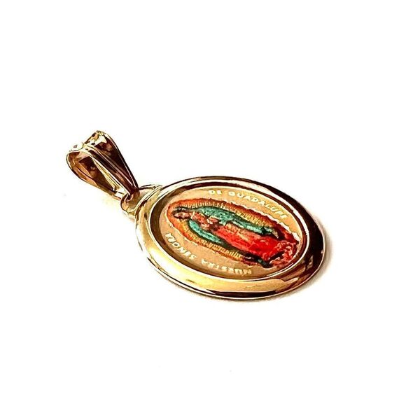 Guadalupe Virgin Mary 14k Solid Gold Pendant | perfect gift | faith | Guadalupe - Picture 6 of 9